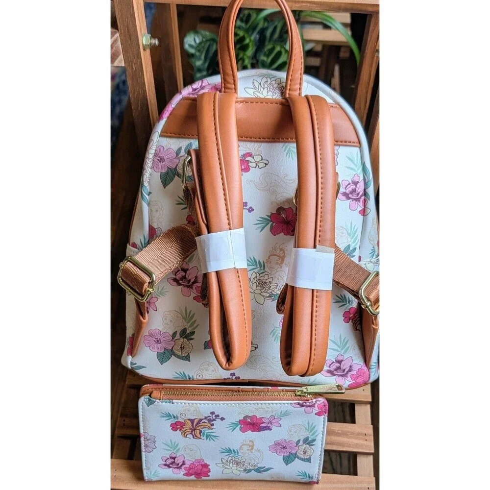 Disney Loungefly Princess Floral Sketch Mini Backpack & Wallet Set NWOT
